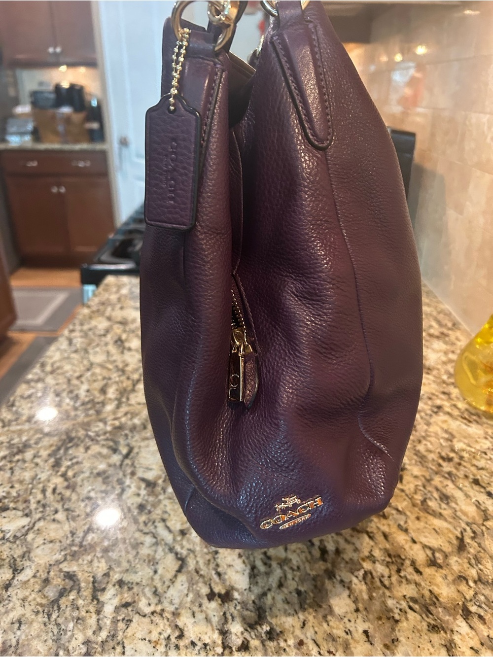 Coach Madison Phoebe plum pebbled triple compartment leather shoulder bag - Picture 3 of 13